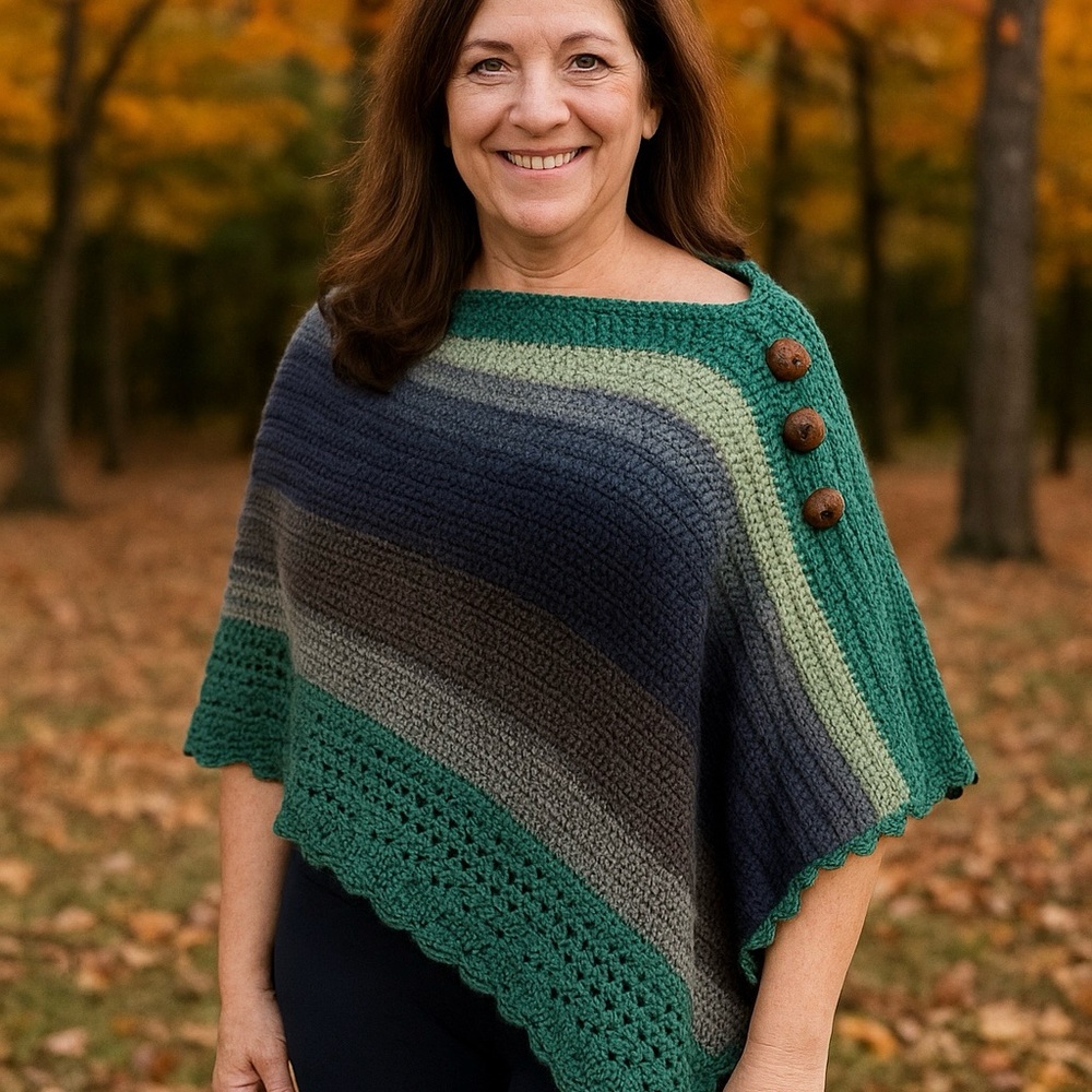 Handmade OS Crochet Poncho pull over
